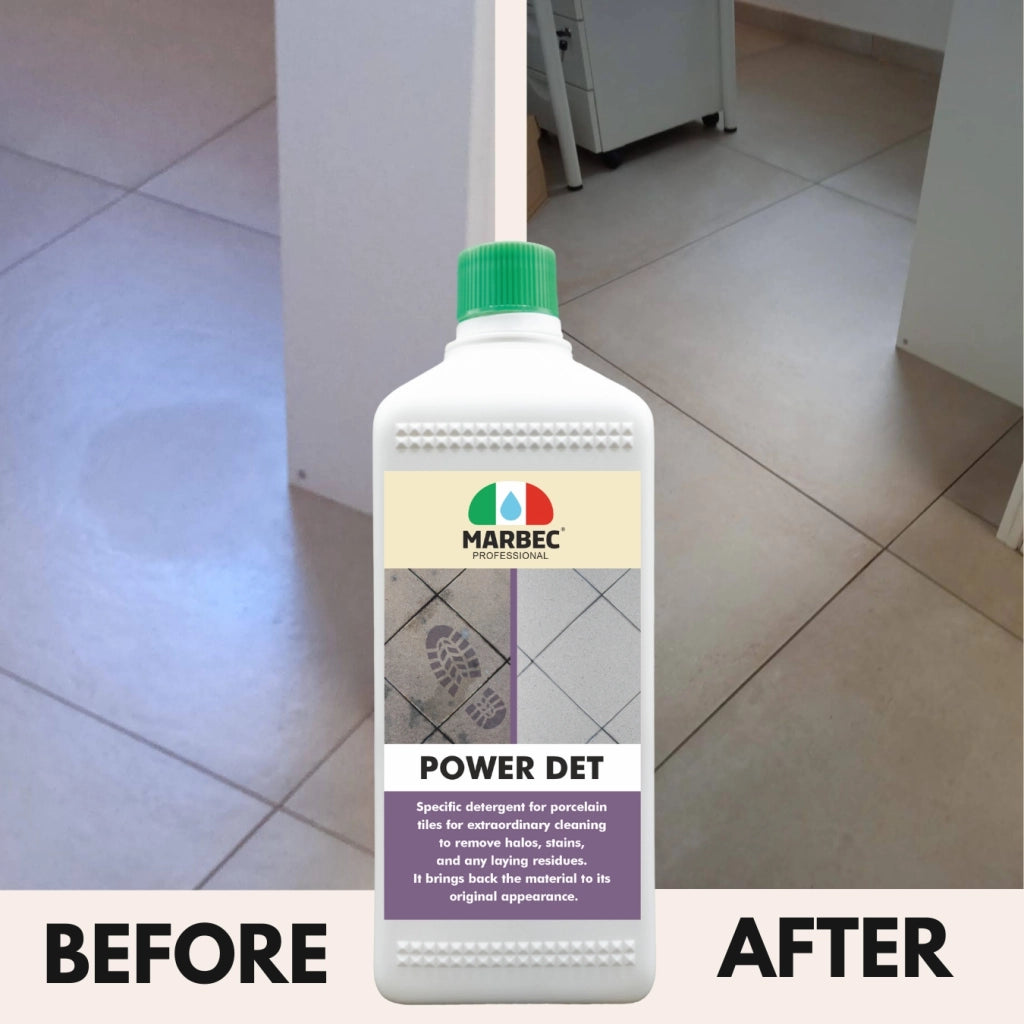 Come pulire il gres porcellanato POWER DET   1LT + Tampone Blu