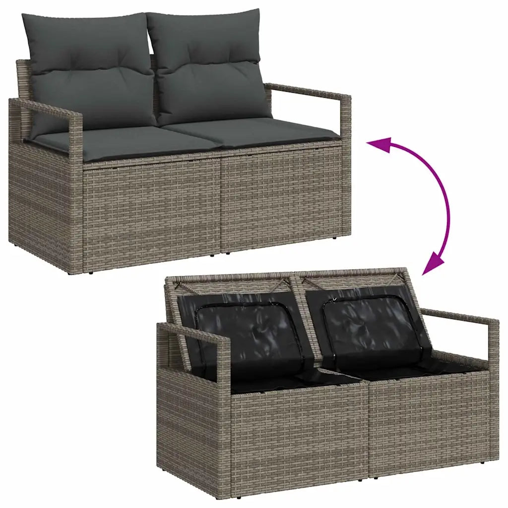 Set Divano da Giardino con cuscino 8 pcs Grigio Poly Rattan 3357502