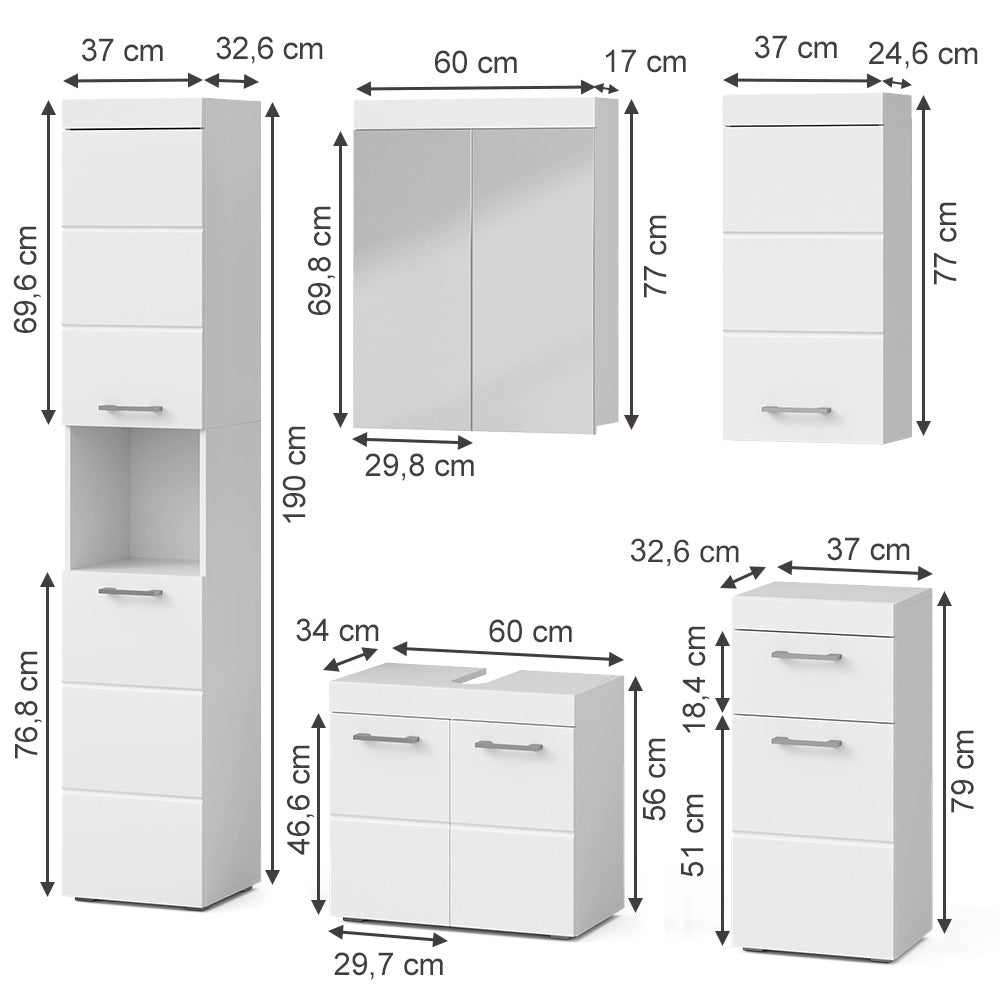 Vicco Set mobili bagno Bianco 5 parti