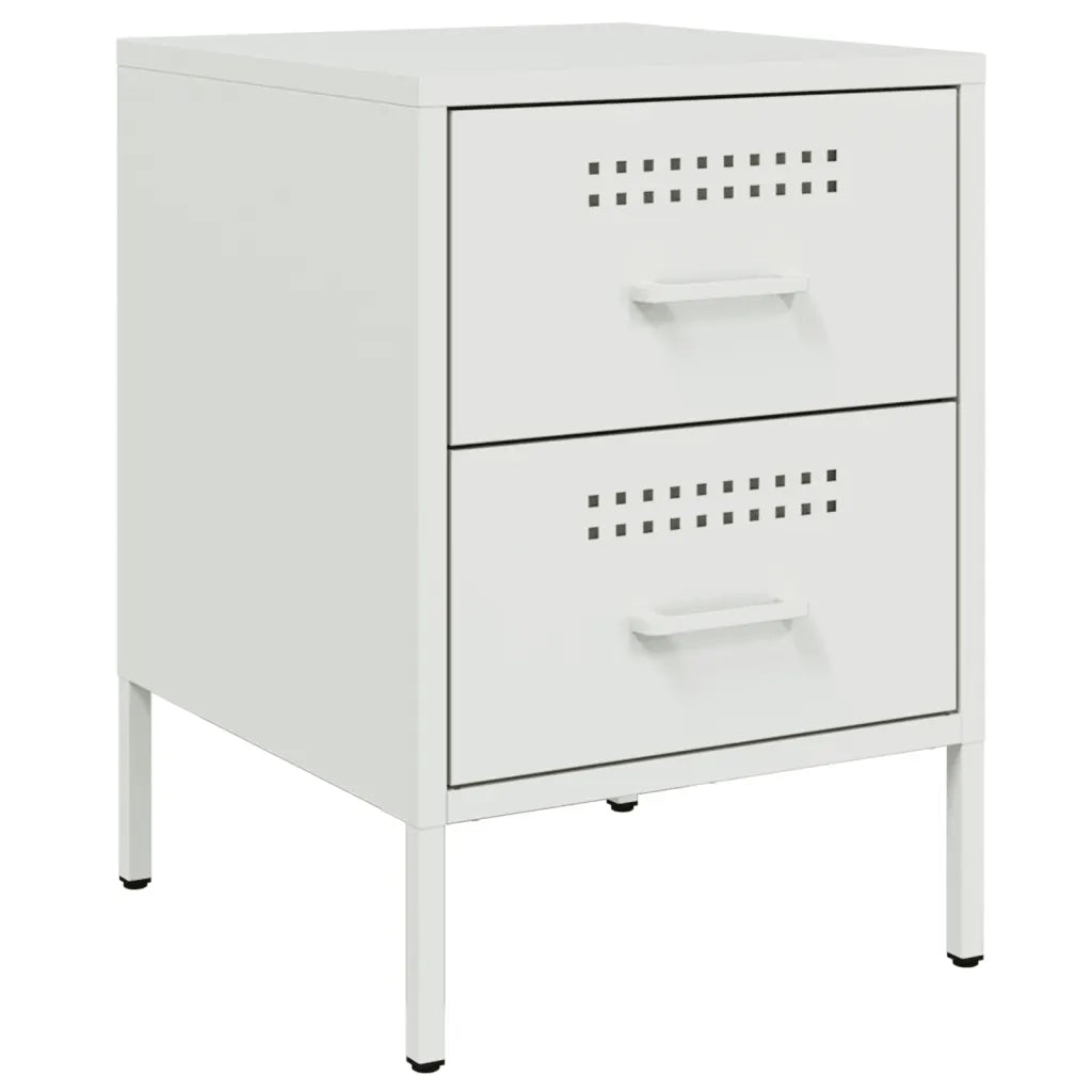 Comodino | Armadio da Notte | Mobiletto da notte Bianco 36x39x50,5 cm in Acciaio