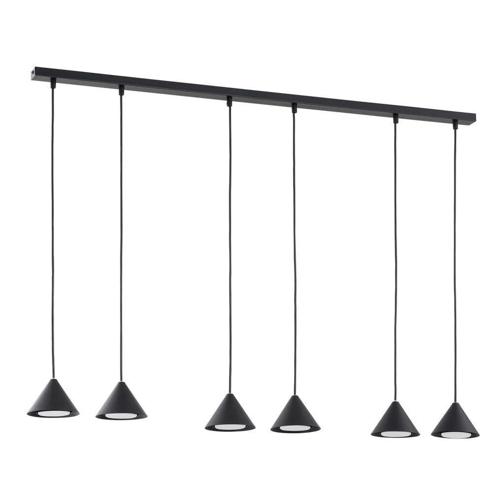 Sospensione Minimal Skadi 6 Luci In Acciaio Nero