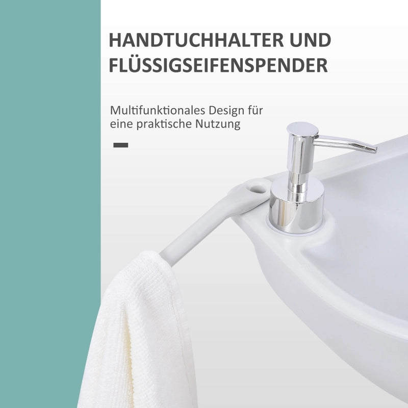 Lavabo portatile con pompa a pedale serbatoio da 17 l ruote e porta asciugamano in acciaio inox bianco per esterni