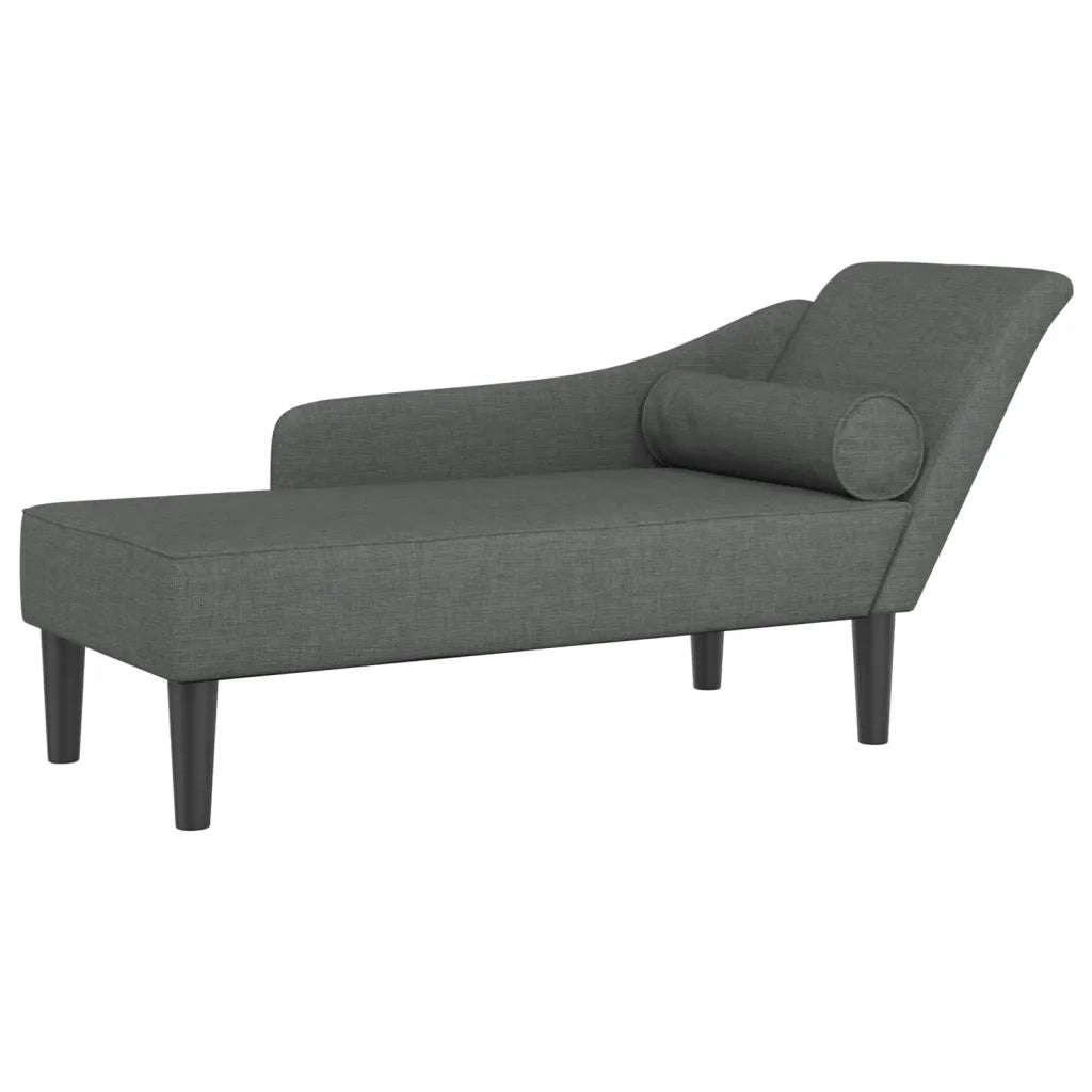 Chaise Longue con Cuscini Grigio Scuro in Tessuto 4007597