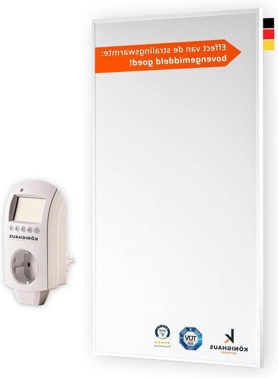 Infraroodverwarming 600 Watt con marchio di approvazione TÜV - Rapida accensione e montaggio a parete