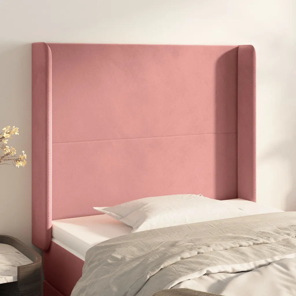 Testiera ad Orecchio-Testata con Orecchie Nera 93x16x118/128 cm in Velluto 548594