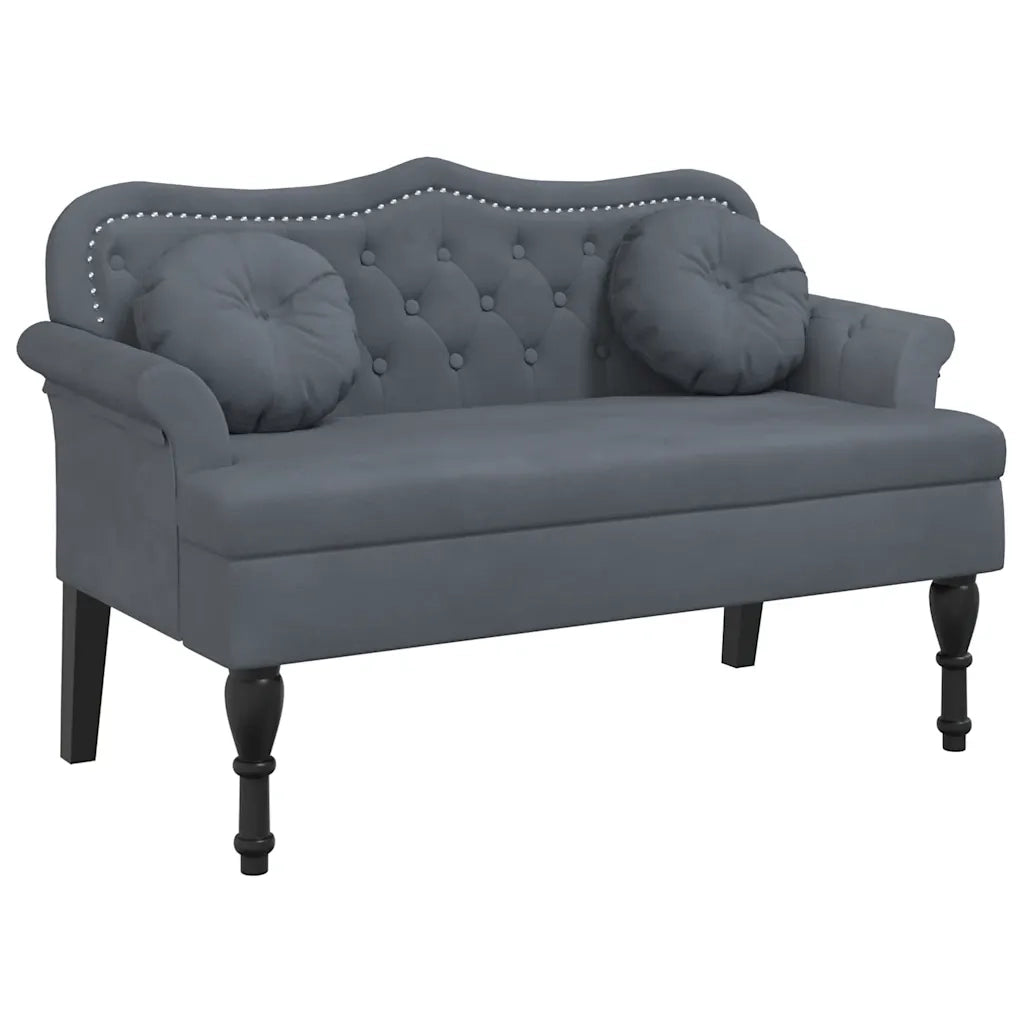 Panca con Cuscini-Sgabello-Divano Grigio Scuro 120,5x65x75 cm Velluto