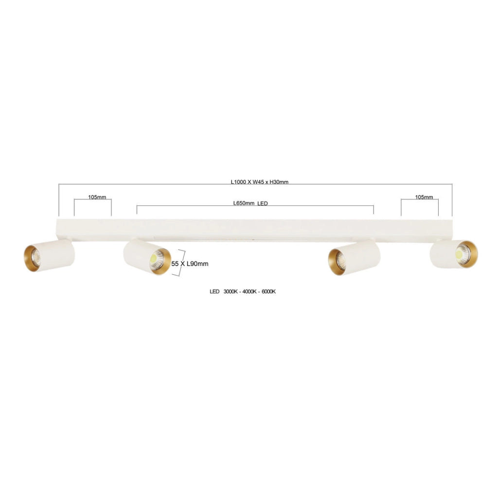 Plafoniera Perugia 4xGU10 + LED bianca/oro Light Prestige