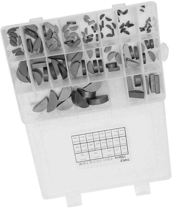 Assortimento di Chiavi in Legno Woodruff - 135 Pezzi - Chiave a Vite - Chiave a Manubrio - Dimensioni Vari - 2x7x2.6 a 6x28x11 - Adatto a Molteplici Applicazioni - Set di Chiavi