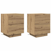 Set di 2 Comodini | Armadio da Notte | Mobiletto da notte Rovere artigianale 45 x 40 x 55 cm
