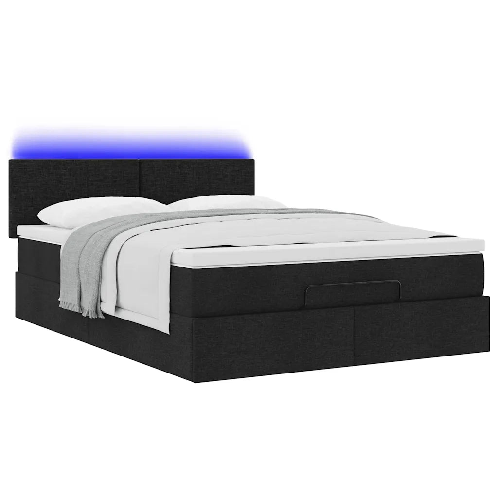 Pouf Letto con Materasso e LED Nero 140x190 cm 3312224