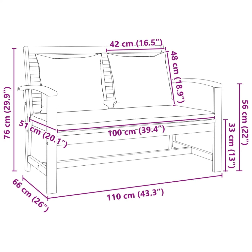 Set Panchina e Tavolo da Giardino con Cuscini 2 Pezzo 42006409