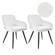 Set di 2 sedie imbottite in tessuto bouclè bianco sporco con gambe in metallo soggiorno cucina