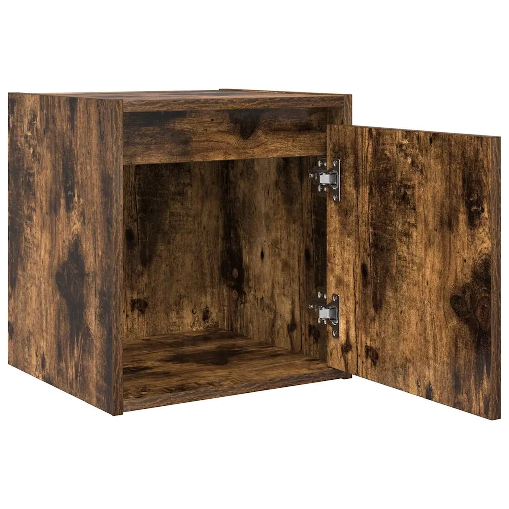 Set di 2 Comodini | Armadio da Notte | Mobiletto da notte a Muro Rovere Fumo 38x34x40 cm