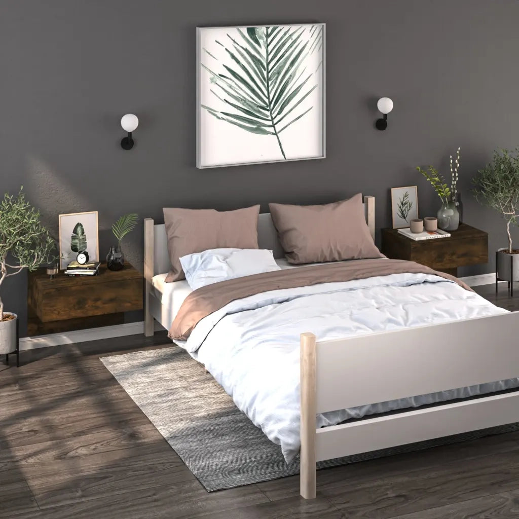 Comodino a Muro Rovere Fumo 816940