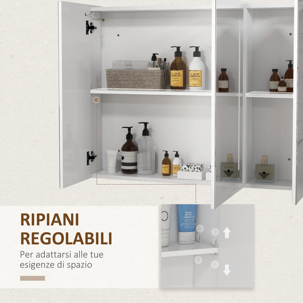 Specchio da Bagno con Luce LED e Porta USB ¨C Xylo ¨C Bianco 90x15x70cm