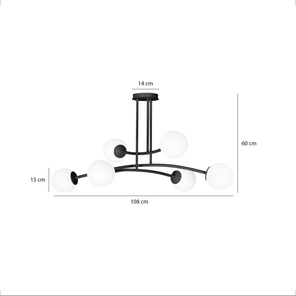 Emibig lampadario HALDOR nero/bianco 6xE14 metallo vetro