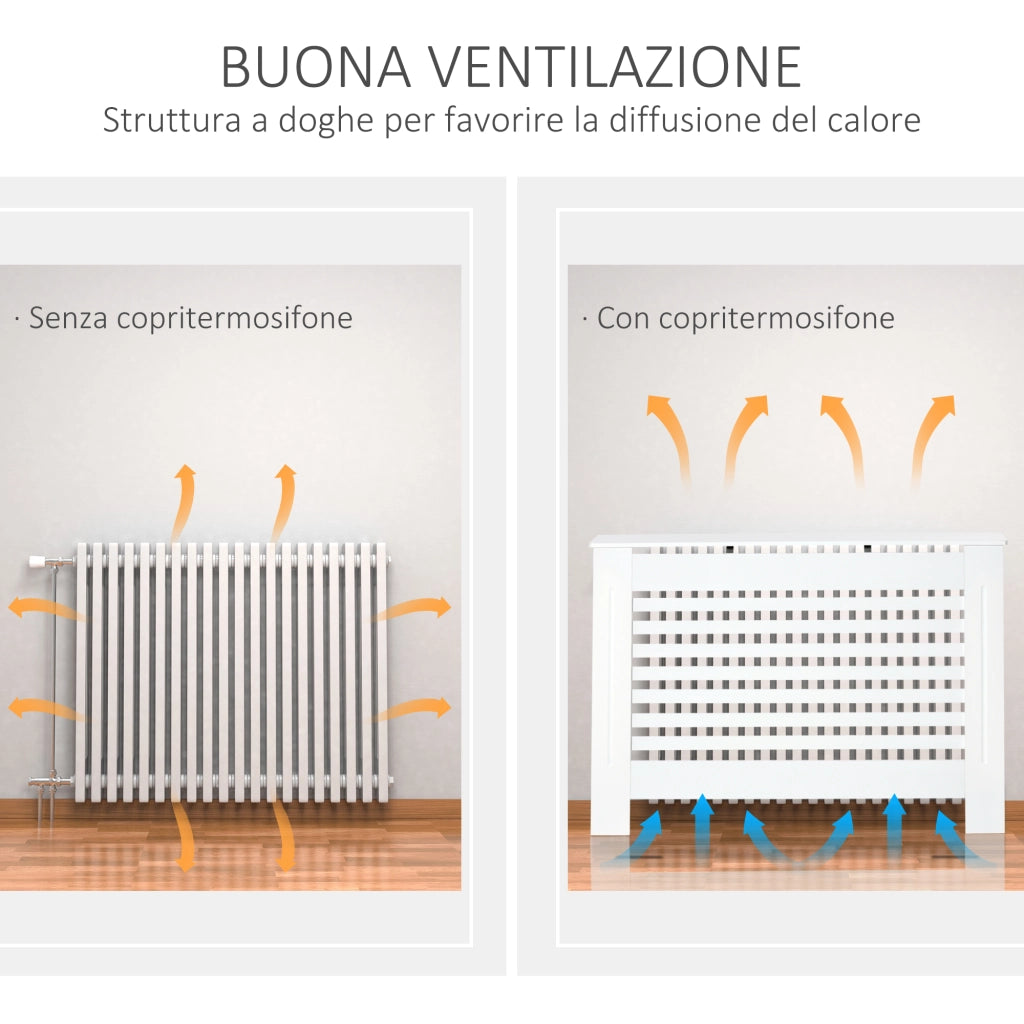 Copritermosifone in Legno Bianco ¨C Minimal ¨C 112x19x81 cm