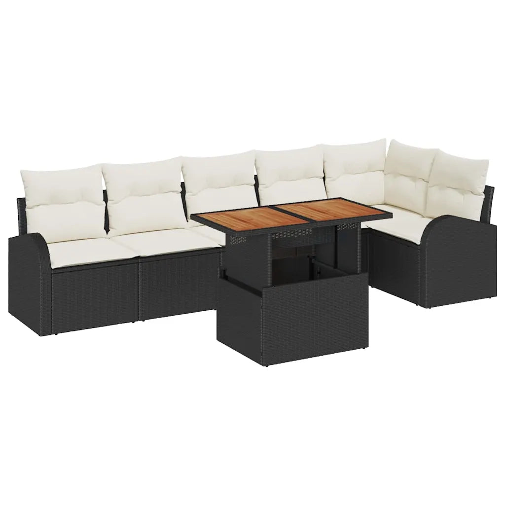 Set Divano da Giardino con archiviazione 7 pcs Nero Poly Rattan 3358329