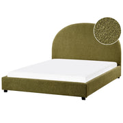 Letto con rete retro minimalista design retro bouclé verde oliva 140 x 200 cm