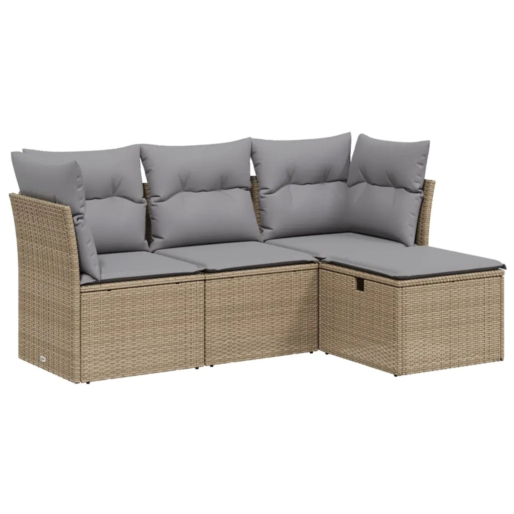 Set Divano da Giardino 4 pz con Cuscini Beige Misto Polyrattan 3263115