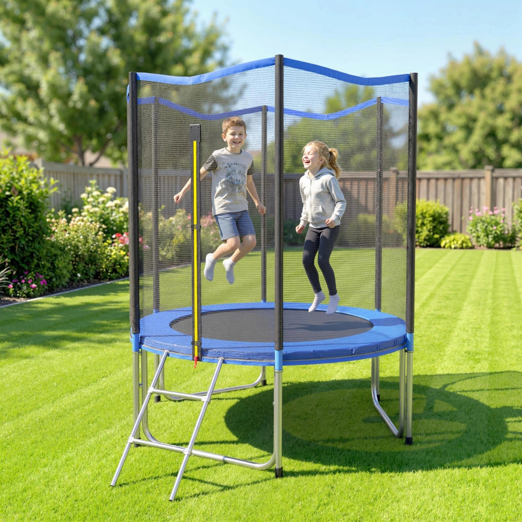 Tappeto Elastico da Giardino ?183cm ¨C Xylo ¨C 6 Pali 36 Molle Carico 80kg Blu