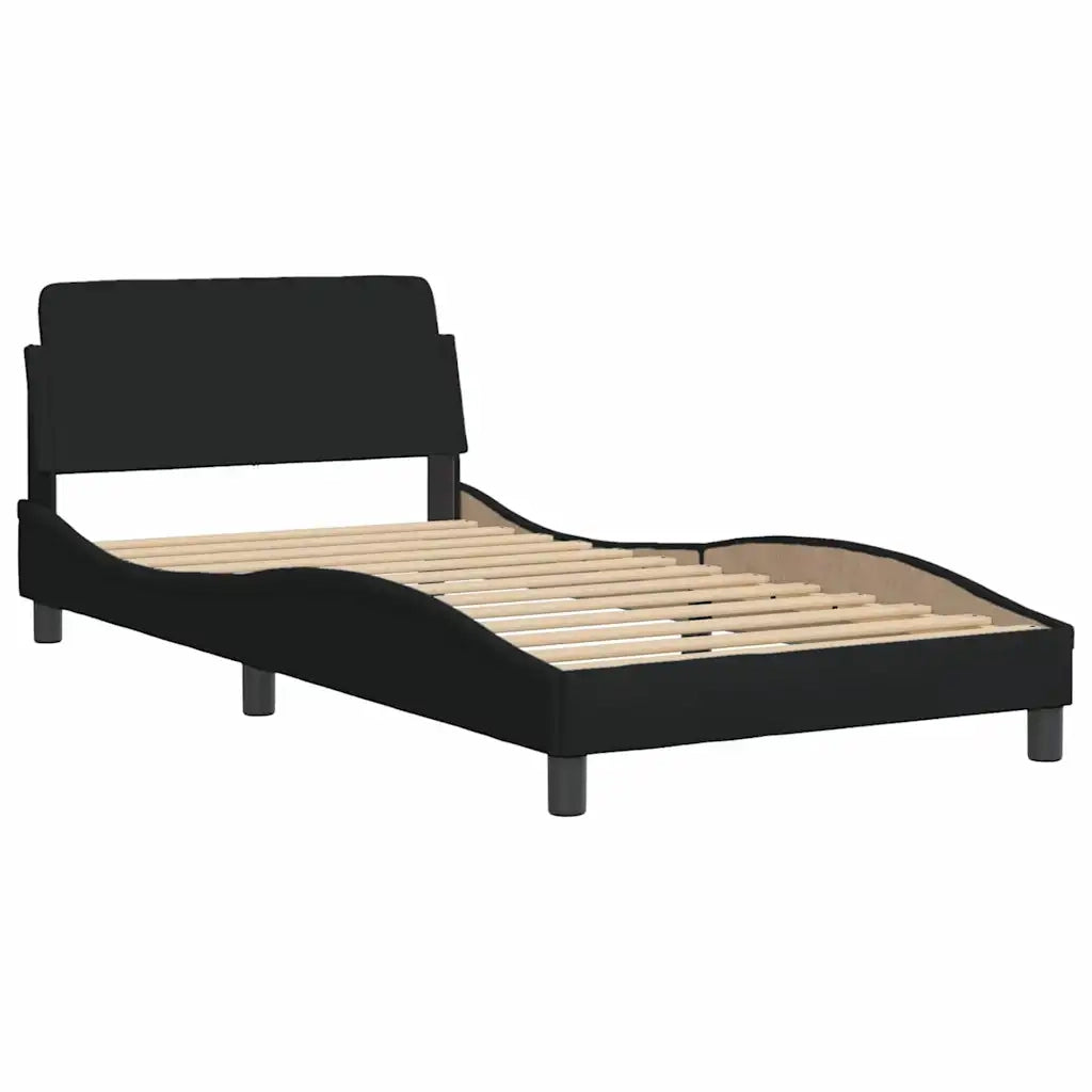 Letto singolo | Letto per adulti | Giroletto senza Materasso Hanko Nero 100x200 cm in Tessuto