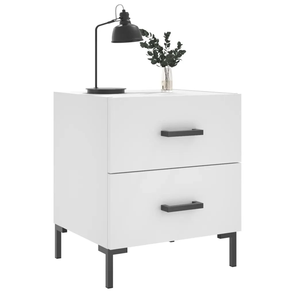 Comodino | Armadio da Notte | Mobiletto da notte Bianco 40x35x47,5 cm in Legno Multistrato
