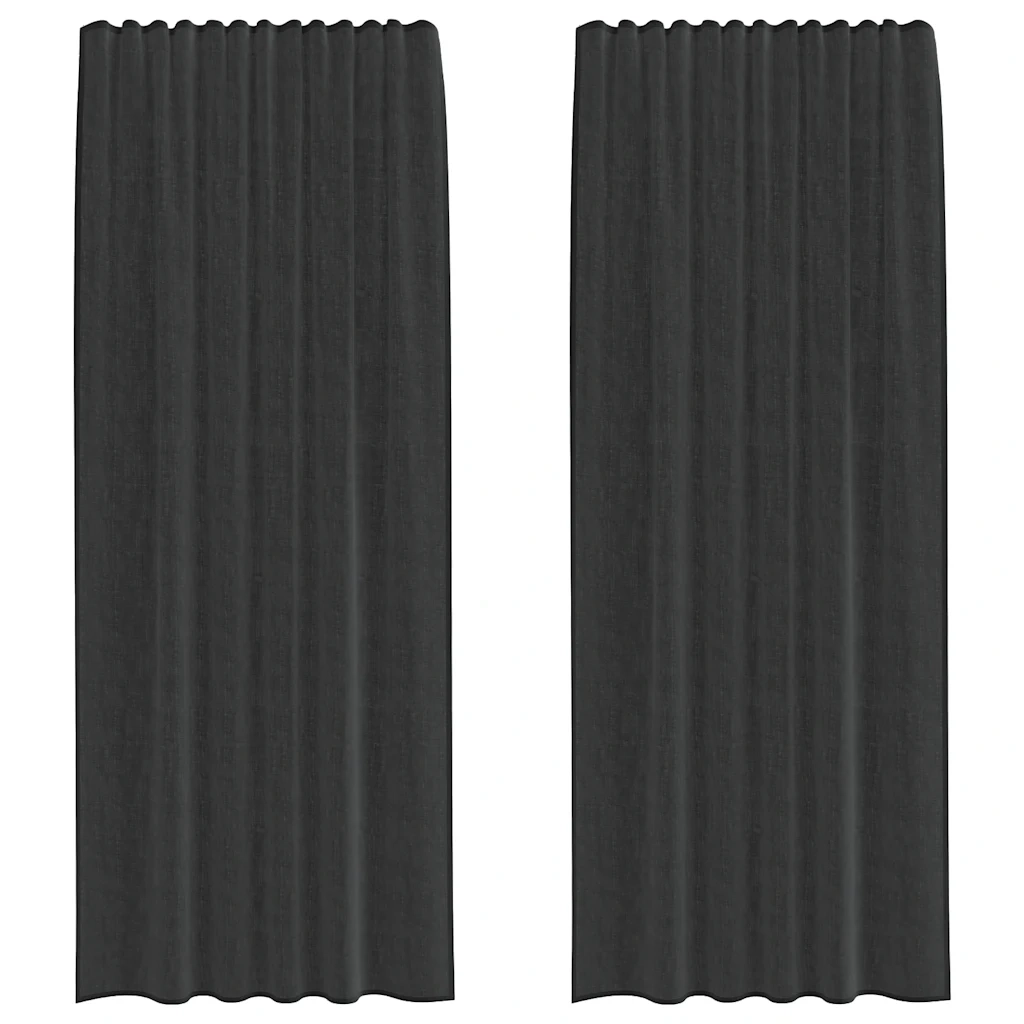 Tende in Voile con Tasche per Aste 2 pz Nero