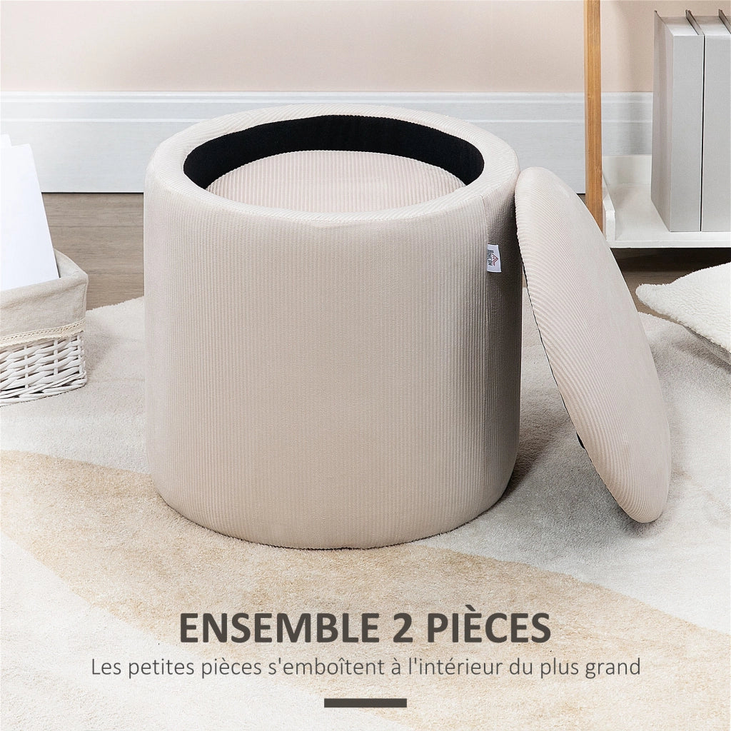 Pouf ¨C Zephmum ¨C Tessuto velluto crema ?40 cm e ?30 cm