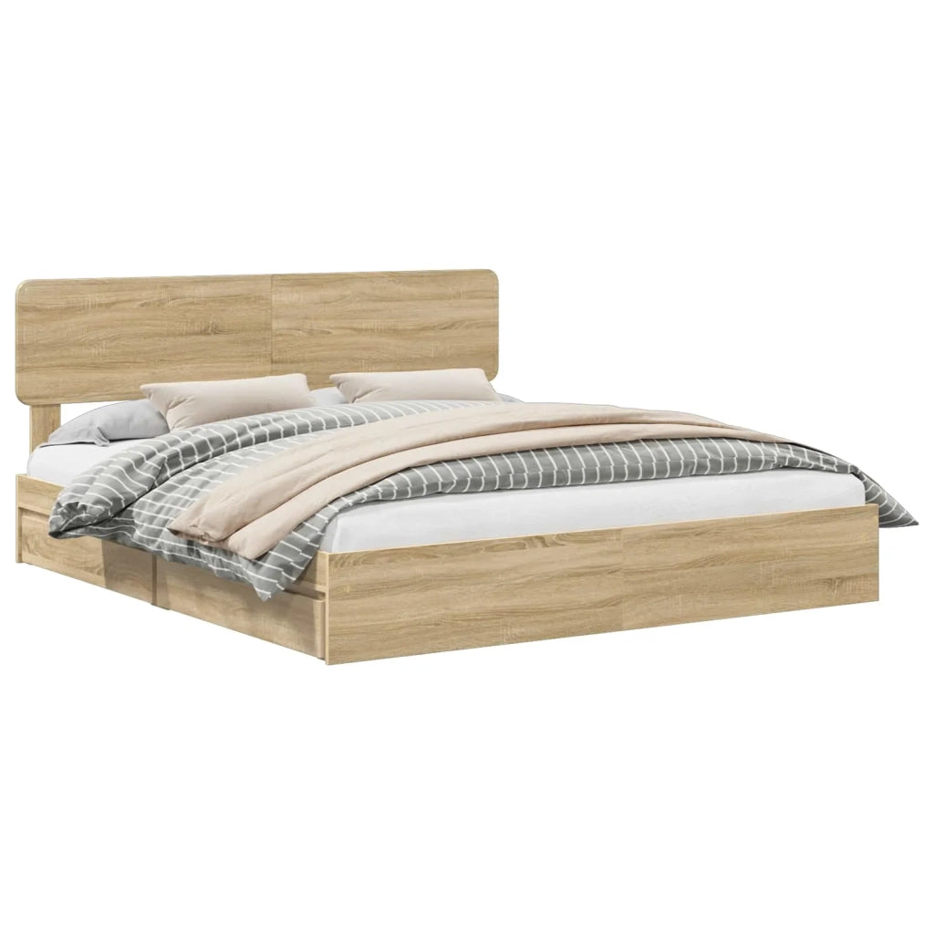 Letto con Contenitore con testiera Rovere Sonoma 180 x 200 cm 3412250