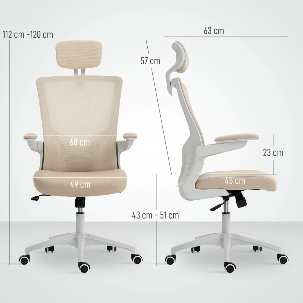 Sedia da ufficio ergonomica ¨C Minimal ¨C beige, imbottita, 60x63x120 cm