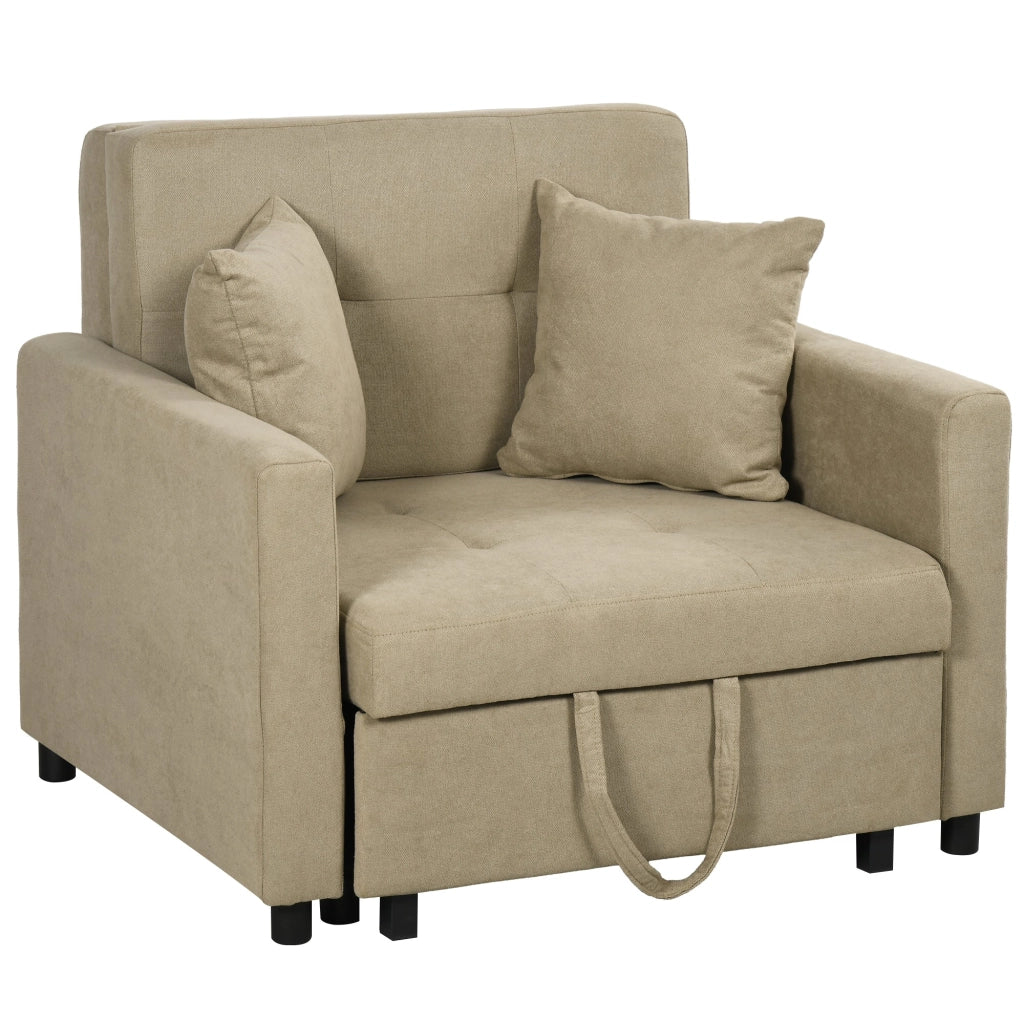 Poltrona Letto Singolo 100x98x88 cm 2 Cuscini e Vano Contenitore in Velluto Marrone Chiaro