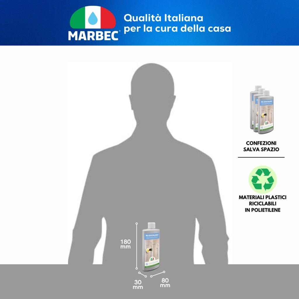 Crema lucidante vetro doccia, rimuove calcare e ripristina brillantezza Marbec RE-CRYSTALBOX® 250GR