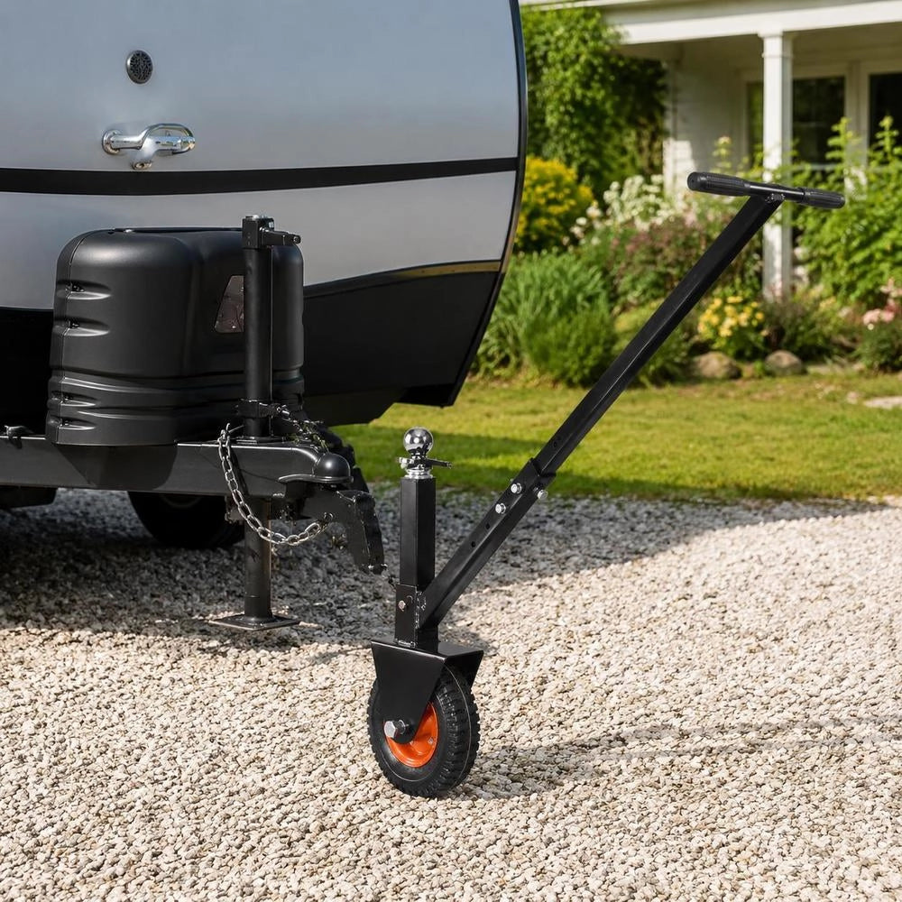 Trailer Maneuvering Aid, 136kg Vertical Load Capacity, 42 & 56cm Height-adjustable Trailer Trolley, With 47.6 & 50.8mm Balls, 8.5 Inch Pneumatic Rubber Tires, For Moving Motorhome Trailers