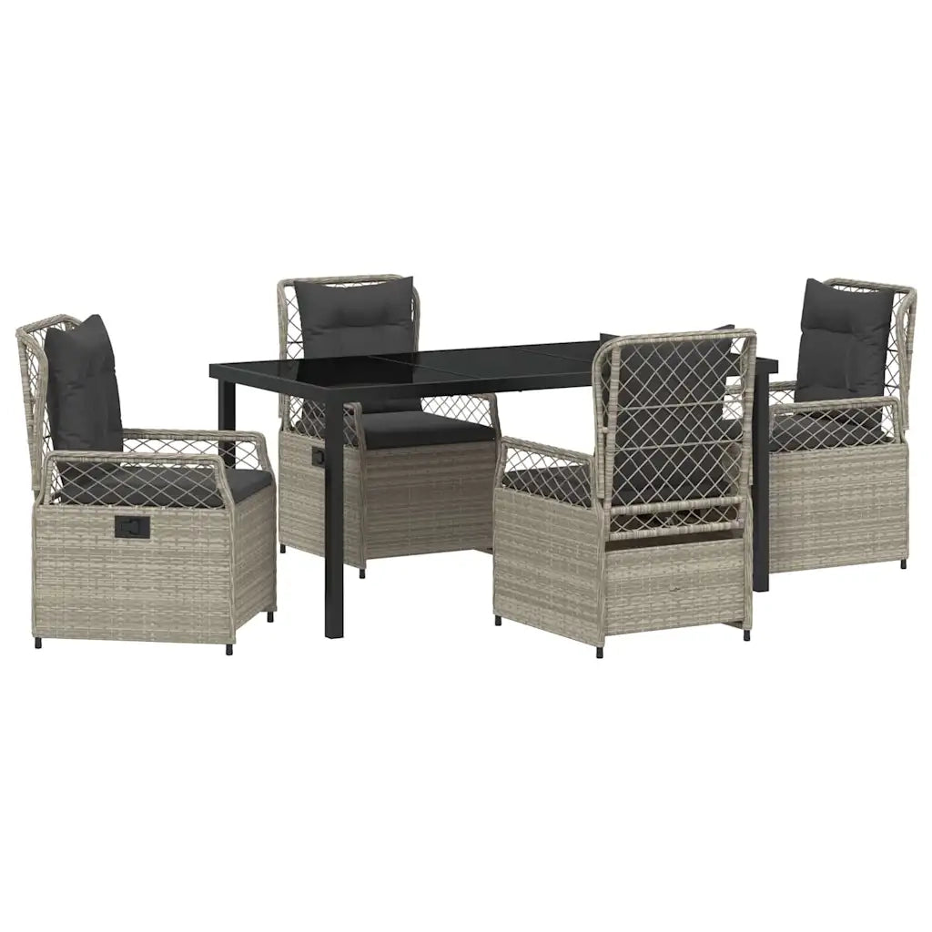 Set da Pranzo per Giardino 5 pcs Grigio chiaro polyrattan