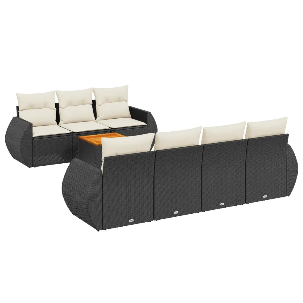 Set Divani da Giardino con Cuscini 8 pz Nero in Polyrattan 3224908
