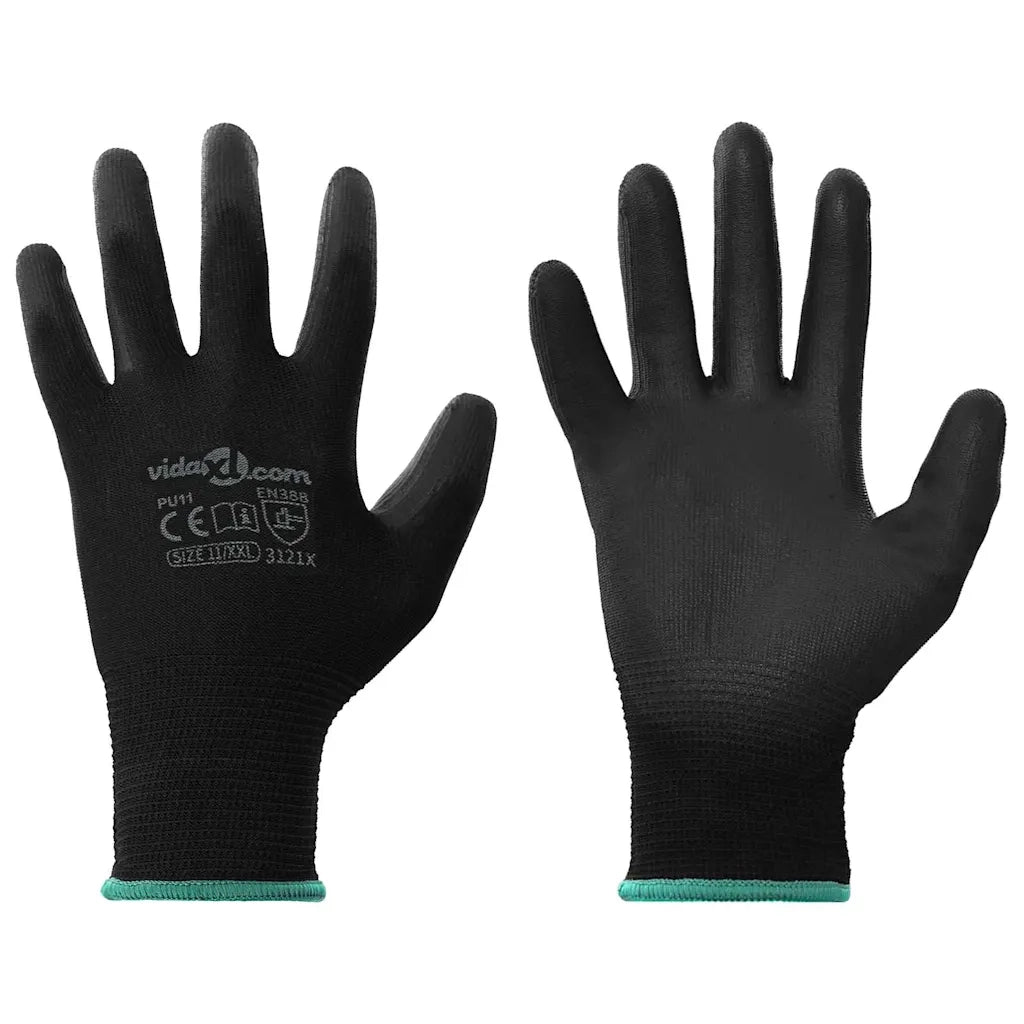 Guanti da Lavoro 12 pz Nero 11 / XXL Poliestere CFW1875426