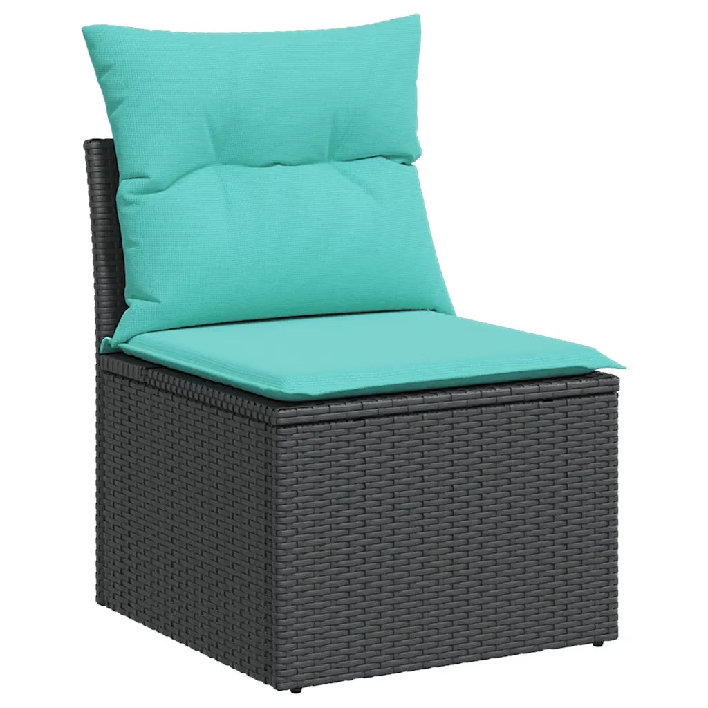 Set Divani da Giardino 4 pz | Set Salotto da Giardino con Cuscini Nero in Polyrattan