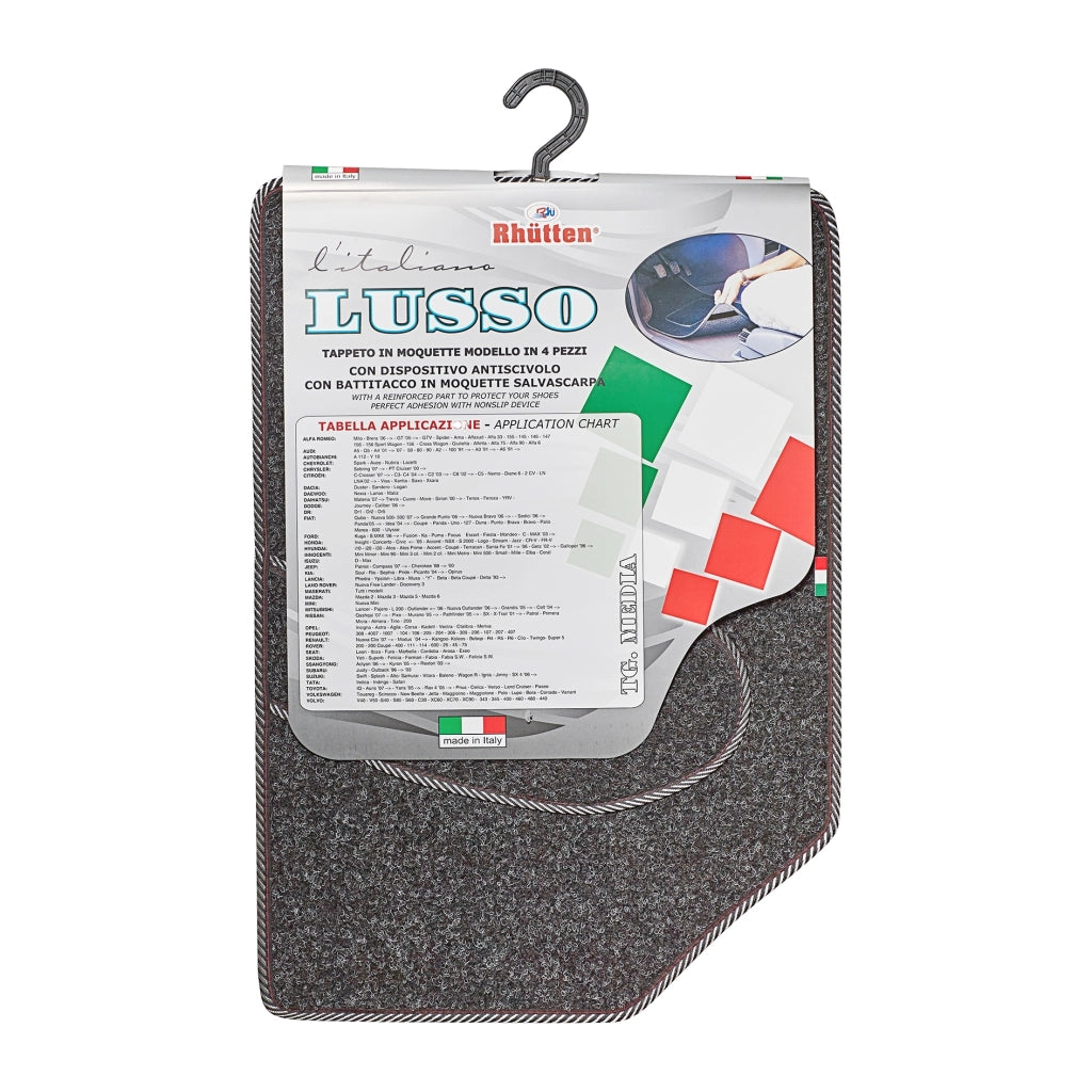 SET 4 TAPPETINI MEDI AUTO IN MOQUETTE ANTRACITE