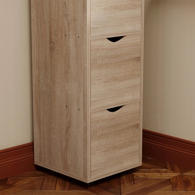 Armadio a colonna con cassetti rustico rovere comò verticale stretto capiente loft