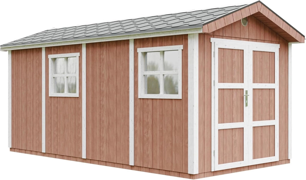 Casetta da giardino di qualit? premium 11,47 m² - H252x250x530 cm - Timbela M915C-REDWOOD RED