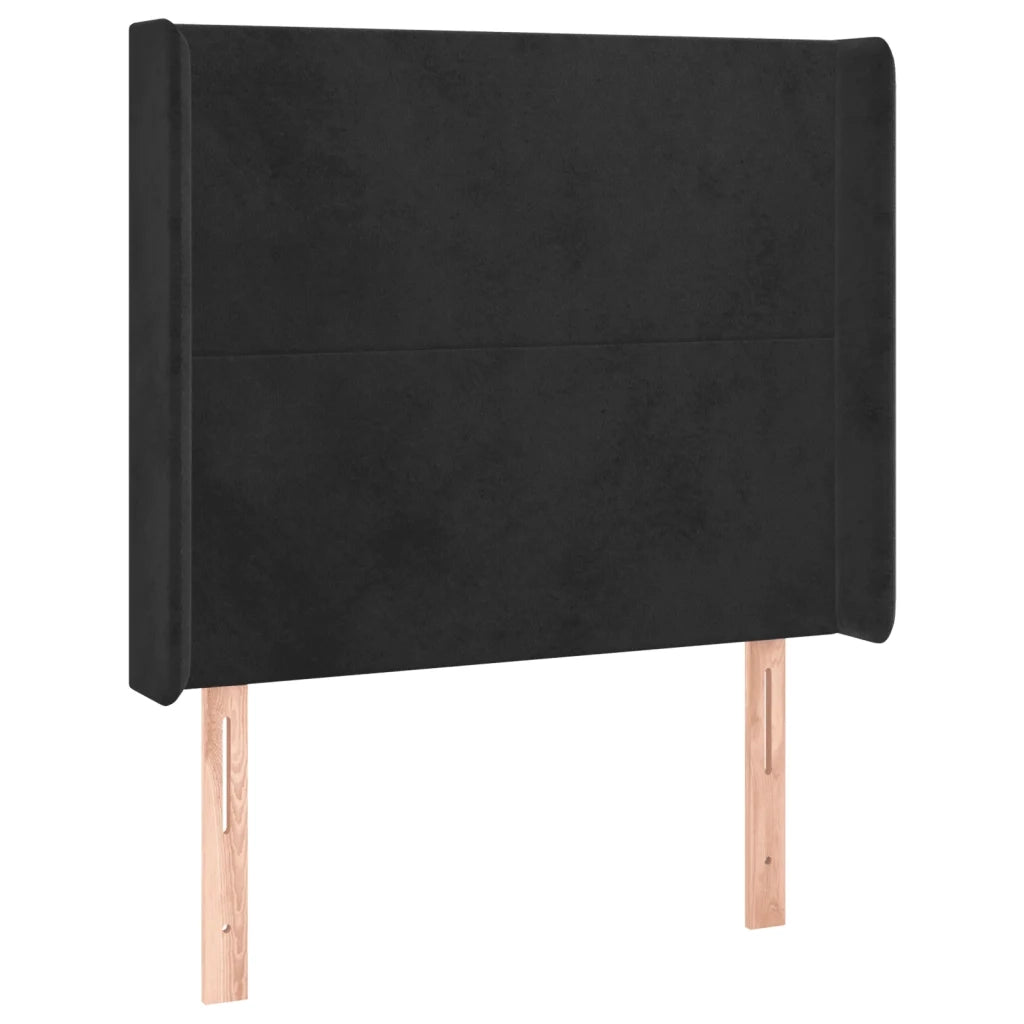Testiera ad Orecchio-Testata con Orecchie Nera 83x16x118/128 cm in Velluto 808370