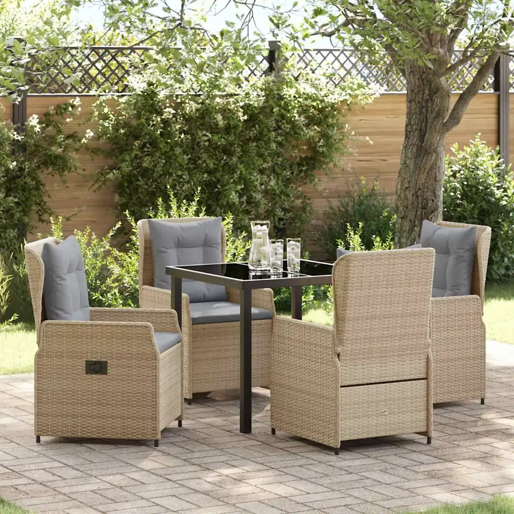 Set da Pranzo per Giardino 5 pcs Beige e Grigio Chiaro