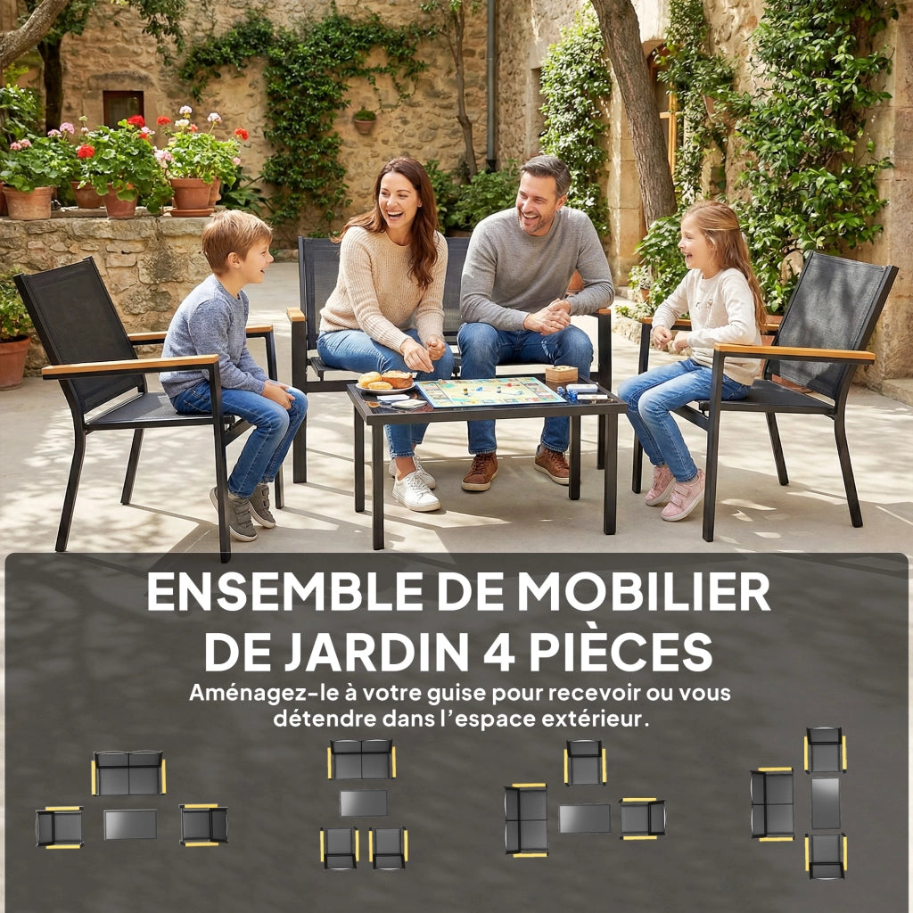 Set da giardino 4 pezzi con divano 2 posti ¨C Minimal ¨C nero