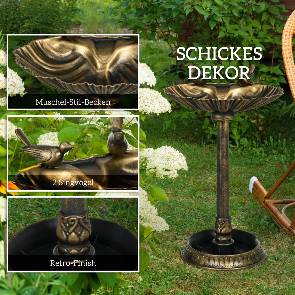 Vasca per uccelli con statue, 2 vaschette ¨C Minimal ¨C Bronzo, plastica, 49.5x38x81 cm