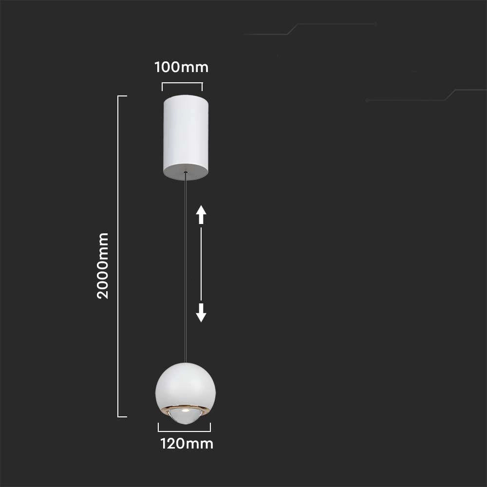 Lampada sospensione sfera bianca LED 6W 3000K V-TAC