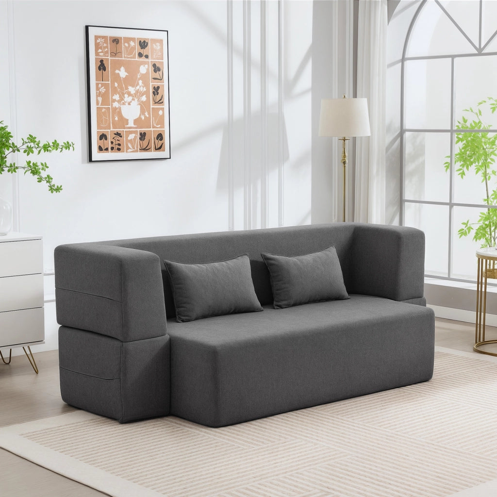 Divano letto 2 posti in chenille ¨C Zephmum ¨C Grigio