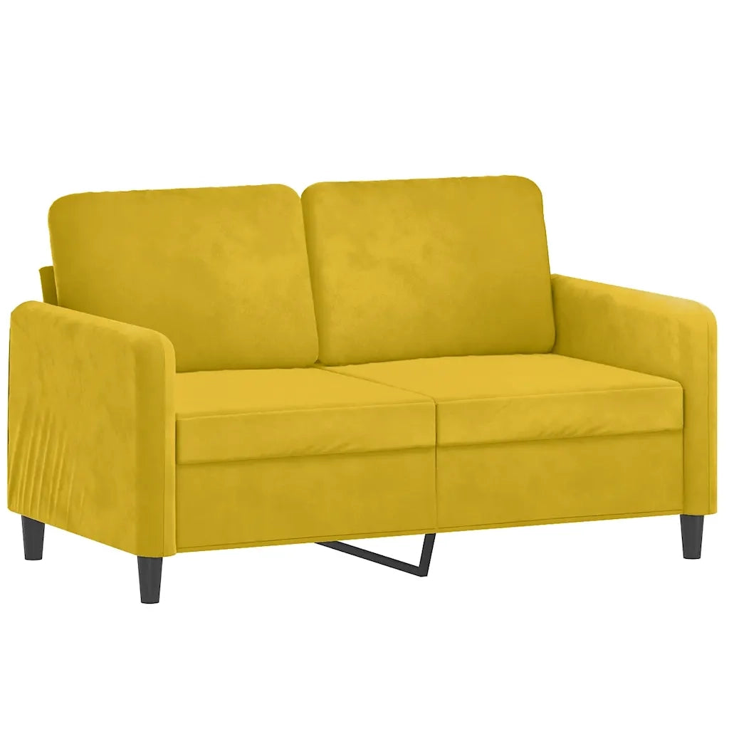 Set di Divani 3 pz con Cuscini Giallo in Velluto