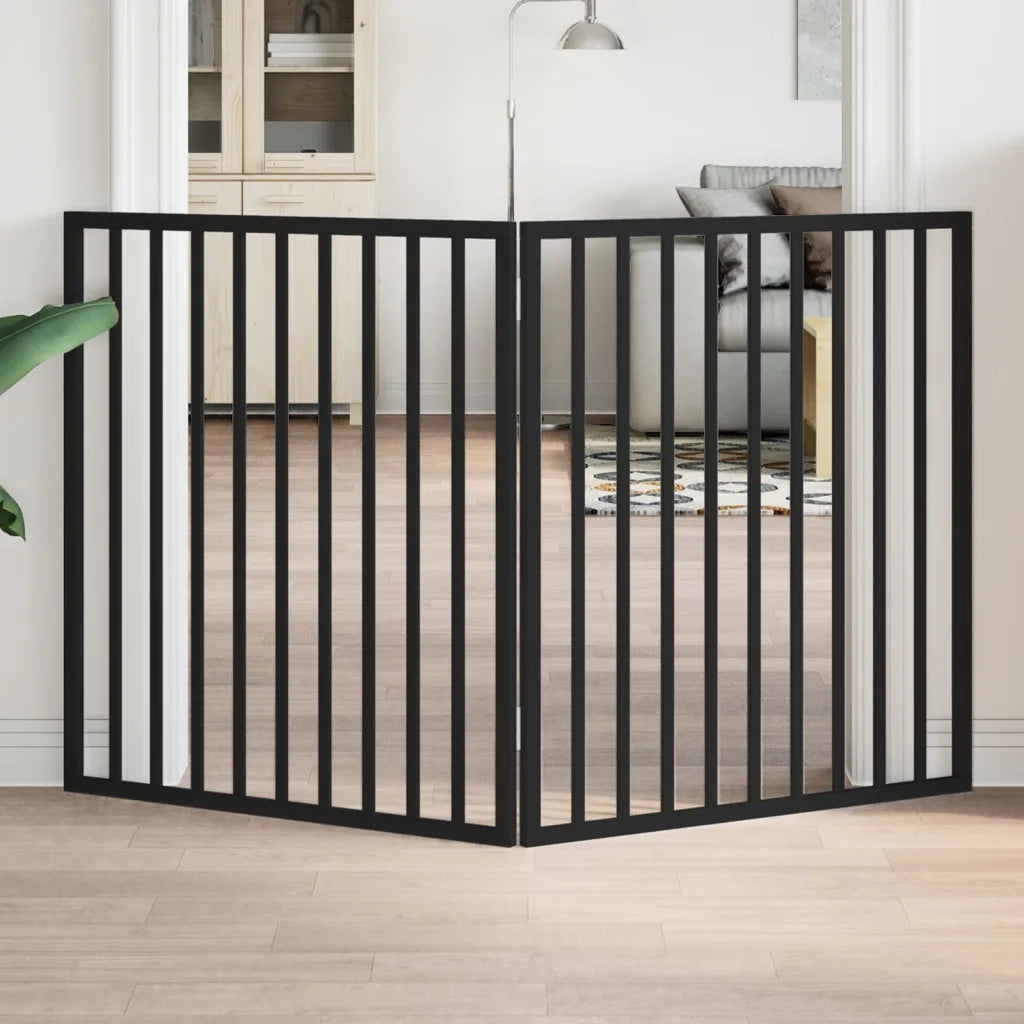 Cancelletto per cani pieghevole 2 pannelli nero 160 cm in legno di pioppo 352194