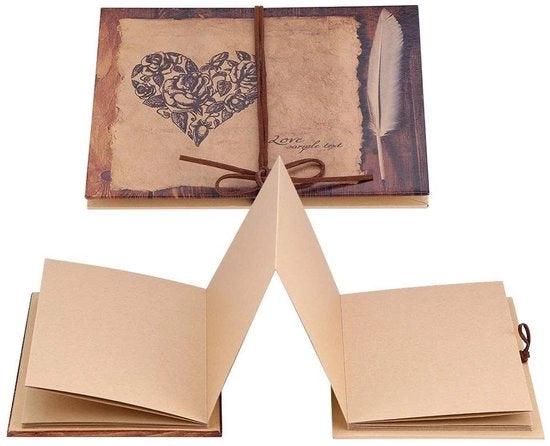 Album Fotografico Vintage Stile - Ripiegabile 21x15 cm - Album da Appendere - Carta Kraft - 34 Pagine - Album Creativo Manuale - Libro da Appendere